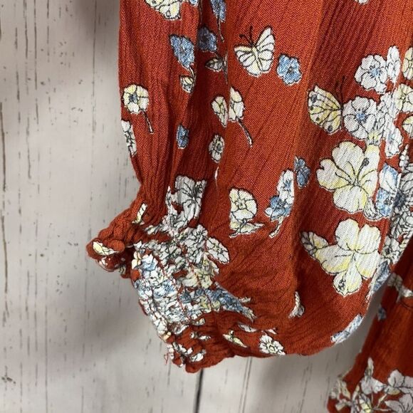 Urban Outfitters Floral Boho Cottagecore Mini Dress Off Shoulder Smocked Size L - Picture 7 of 15